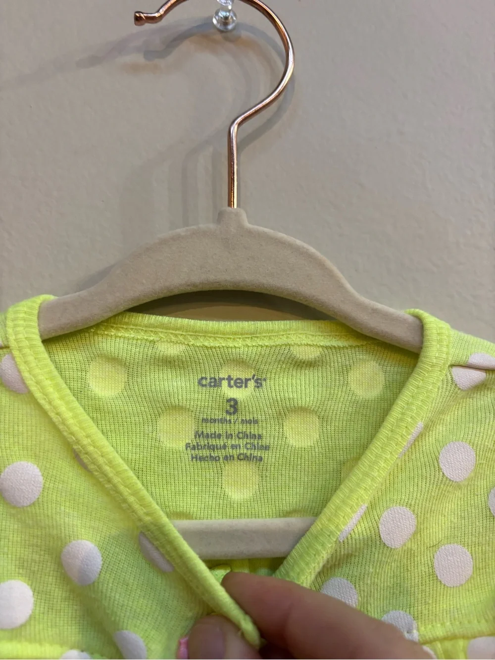 Carter's Lime Green Polka Dot Baby Romper with Pink Whale